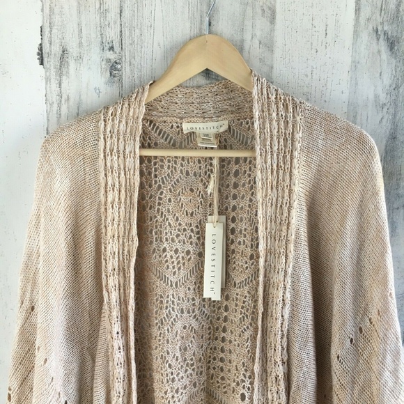 Lovestitch Long Kimono Crochet Duster Fringe Cardi - Picture 2 of 8